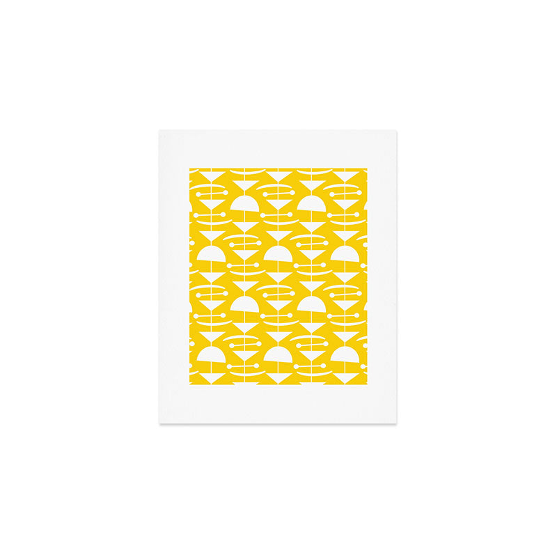 Retro Mid Century Modern Abstract Mobile 652 Yellow Art Print Gallery Image 1