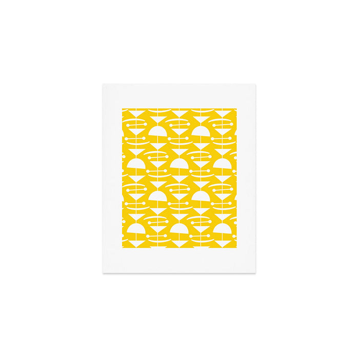 Retro Mid Century Modern Abstract Mobile 652 Yellow Art Print Gallery Image 1