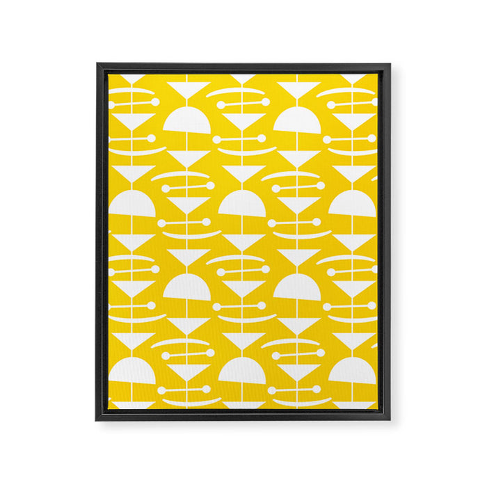 Retro Mid Century Modern Abstract Mobile 652 Yellow Framed Canvas Print Gallery Image 1
