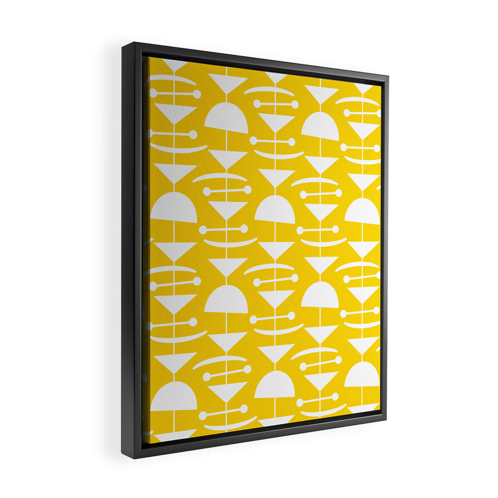Retro Mid Century Modern Abstract Mobile 652 Yellow Framed Canvas Print Gallery Image 2