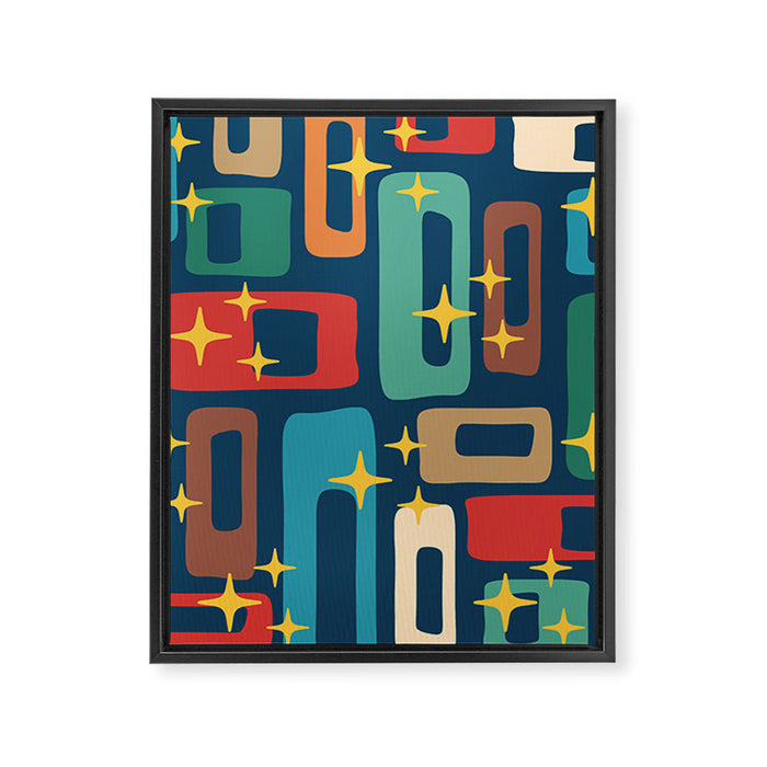 Retro Mid Century Modern Abstract Pattern 221 Framed Canvas Print Gallery Image 1