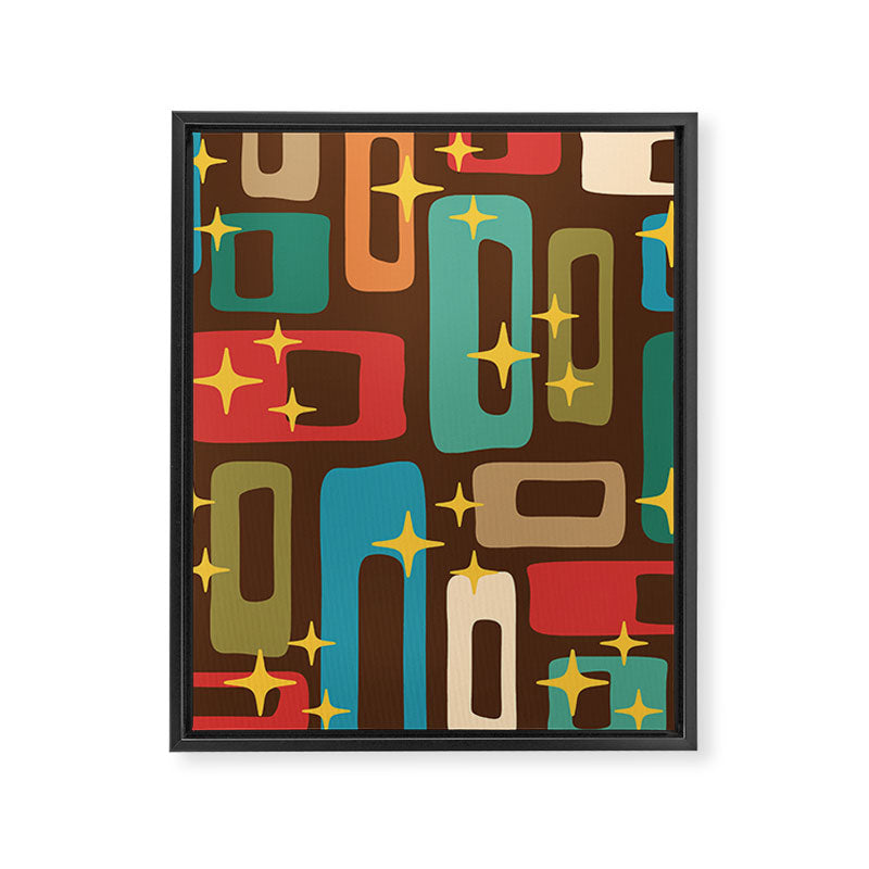 Retro Mid Century Modern Abstract Pattern 222 Framed Canvas Print Gallery Image 8