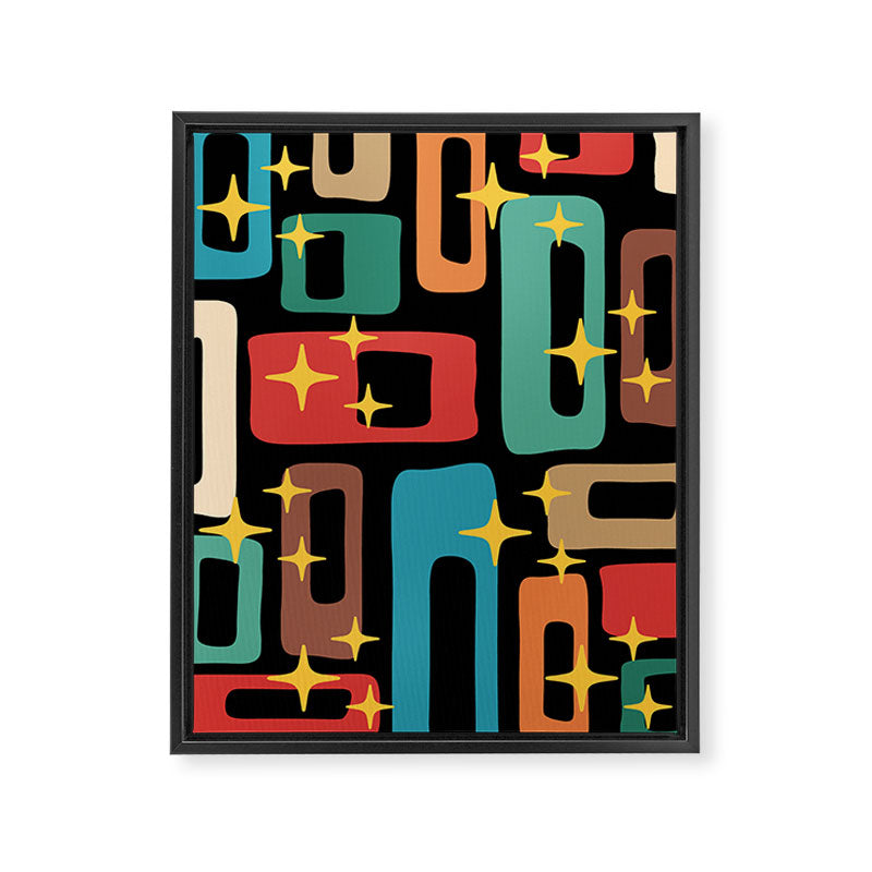 Retro Mid Century Modern Abstract Pattern 223 Framed Canvas Print Gallery Image 8