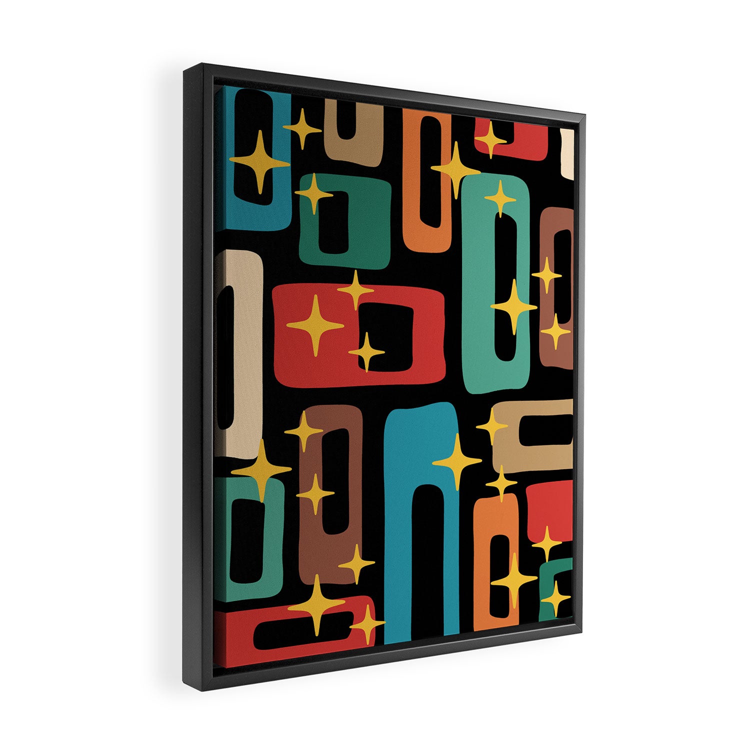 Retro Mid Century Modern Abstract Pattern 223 Framed Canvas Print Gallery Image 2