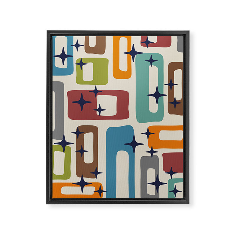 Retro Mid Century Modern Abstract Pattern 224 Atomic Googie Framed Canvas Print Gallery Image 8