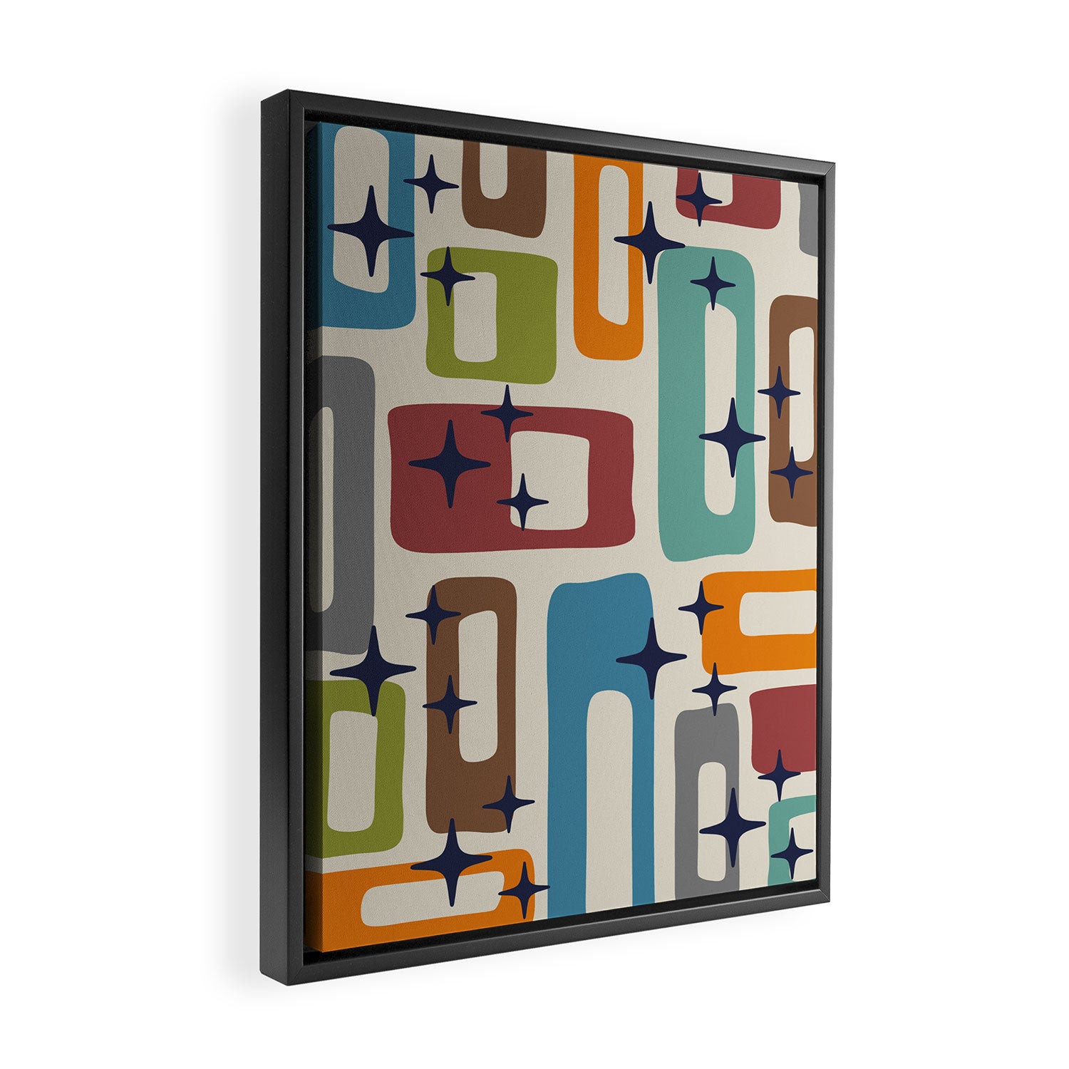 Retro Mid Century Modern Abstract Pattern 224 Atomic Googie Framed Canvas Print Gallery Image 2