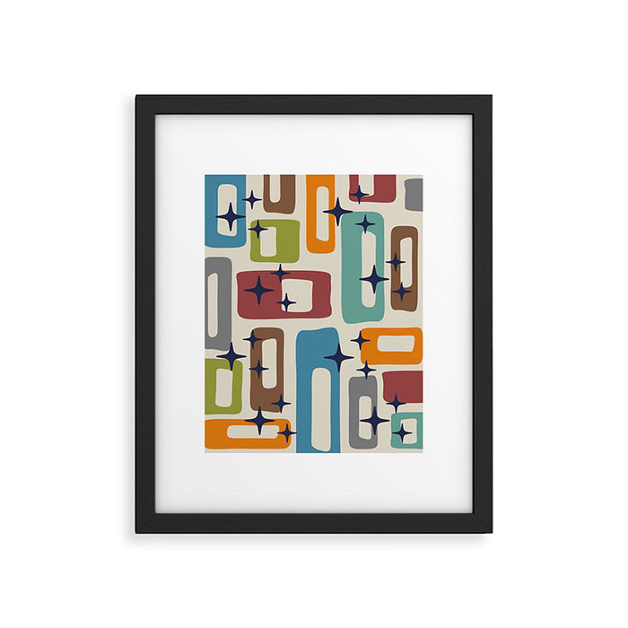 Retro Mid Century Modern Abstract Pattern 224 Atomic Googie Framed Art Print Gallery Image 1