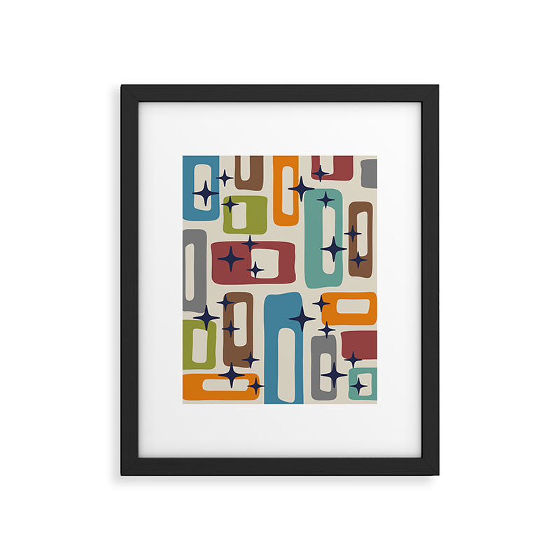 Retro Mid Century Modern Abstract Pattern 224 Atomic Googie Framed Art Print Gallery Image 6