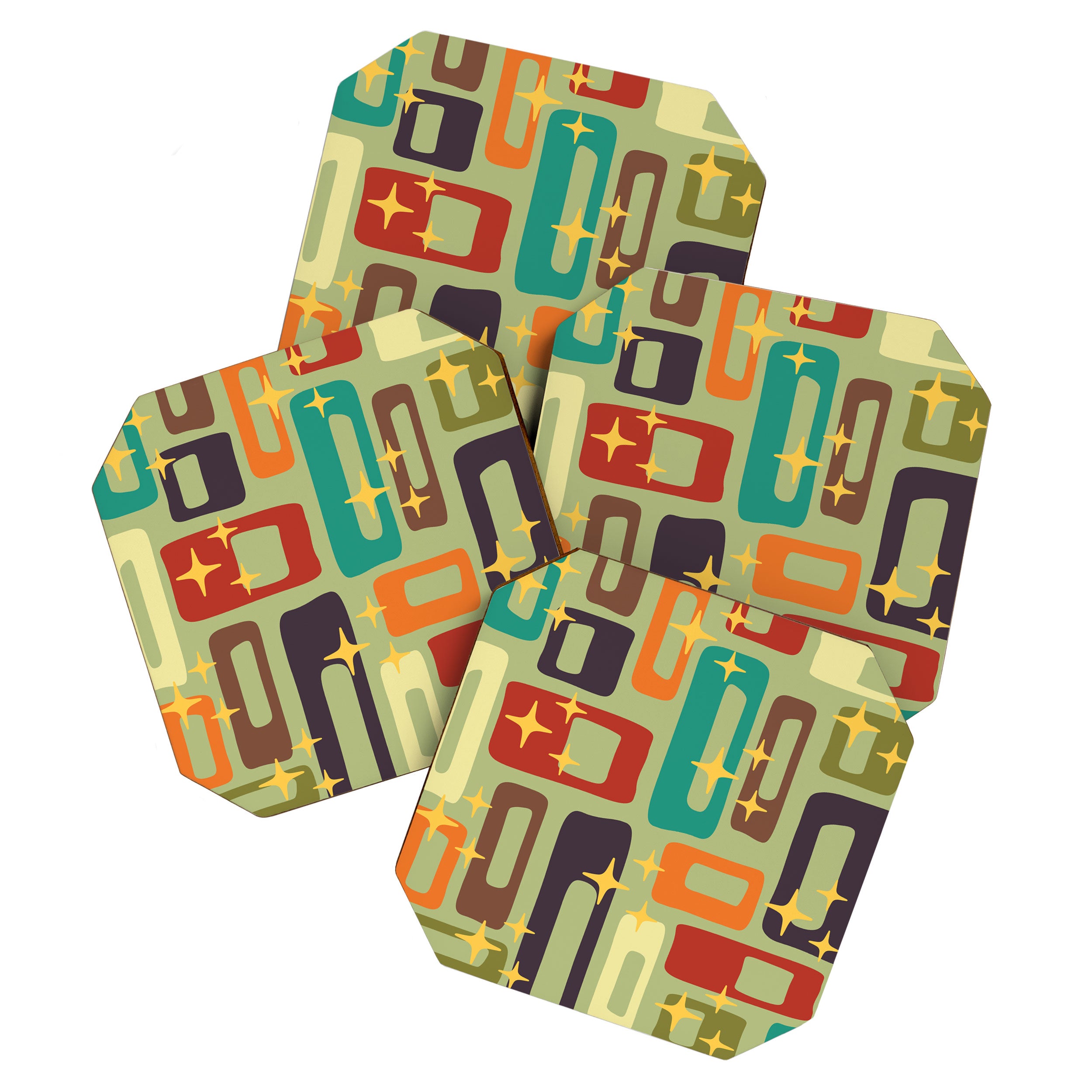Retro Mid Century Modern Abstract Pattern 225 Coaster Gallery Image 1