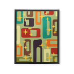 Retro Mid Century Modern Abstract Pattern 225 Framed Canvas Print Gallery Image 8