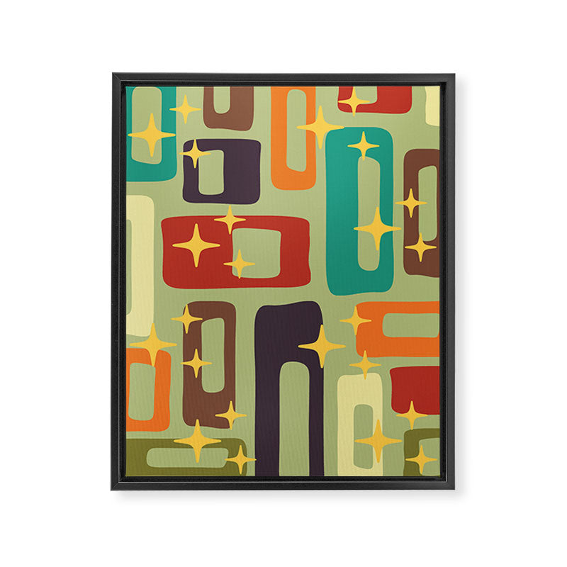 Retro Mid Century Modern Abstract Pattern 225 Framed Canvas Print Gallery Image 8
