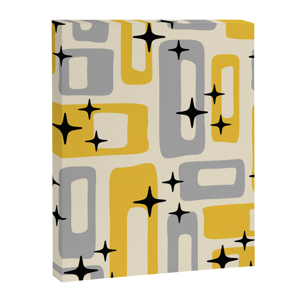 Retro Mid Century Modern Abstract Pattern 226 Yellow and Gray Canvas Print Gallery Image 8