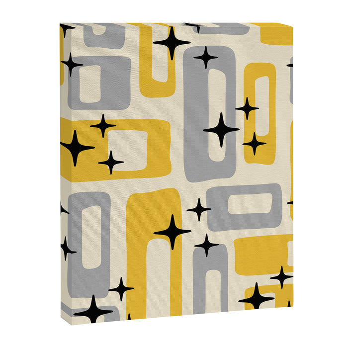 Retro Mid Century Modern Abstract Pattern 226 Yellow and Gray Canvas Print Gallery Image 1