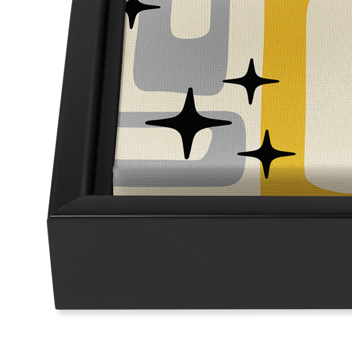 Retro Mid Century Modern Abstract Pattern 226 Yellow and Gray Framed Canvas Print Gallery Image 3