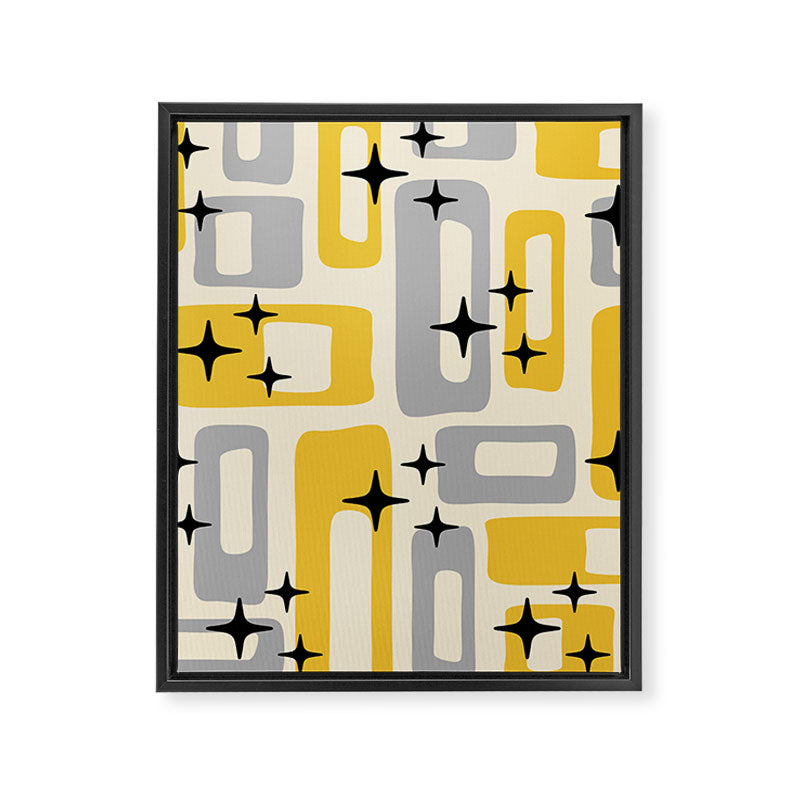 Retro Mid Century Modern Abstract Pattern 226 Yellow and Gray Framed Canvas Print Gallery Image 8