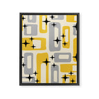 Retro Mid Century Modern Abstract Pattern 226 Yellow and Gray Framed Canvas Print Gallery Image 8