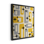 Retro Mid Century Modern Abstract Pattern 226 Yellow and Gray Framed Canvas Print Gallery Image 2