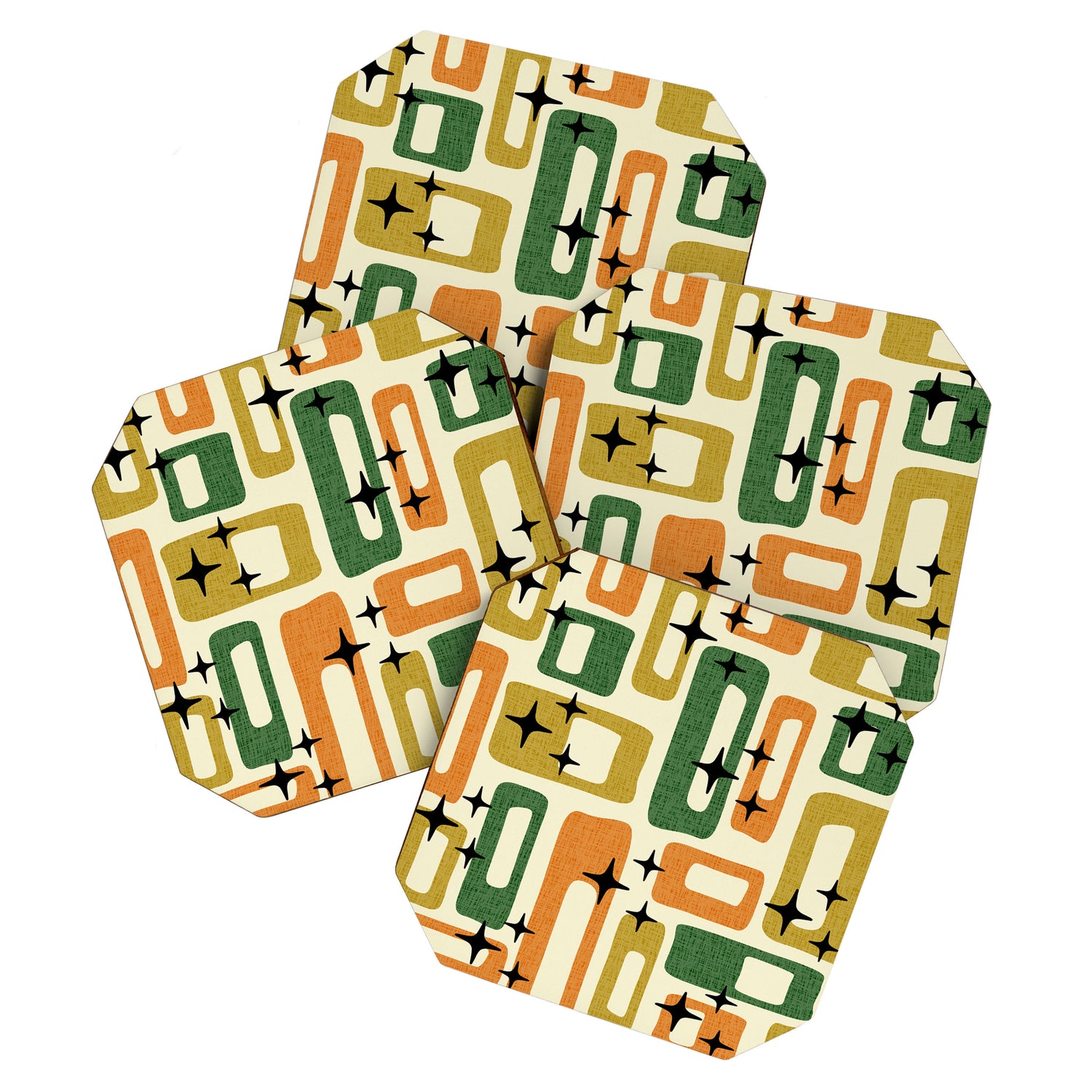 Retro Mid Century Modern Abstract Pattern 231 Autumn Coaster Gallery Image 1