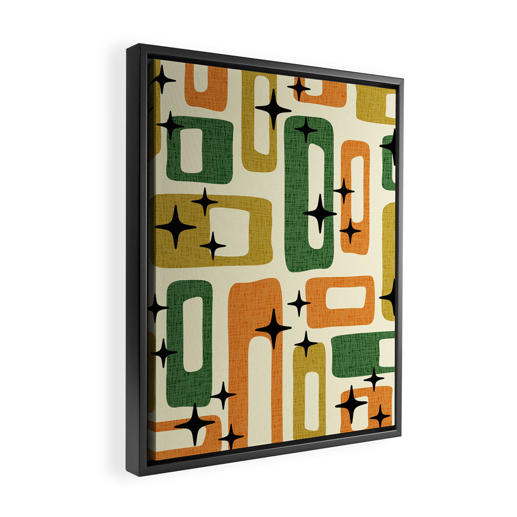 Retro Mid Century Modern Abstract Pattern 231 Autumn Framed Canvas Print Gallery Image 2
