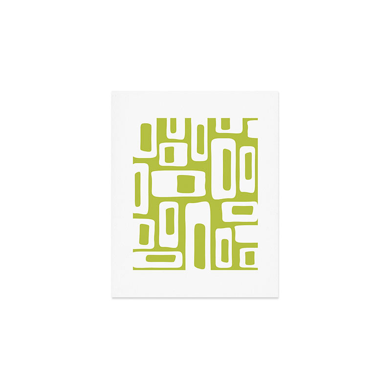 Retro Mid Century Modern Abstract Pattern 335 Chartreuse Art Print Gallery Image 1