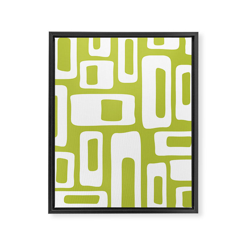 Retro Mid Century Modern Abstract Pattern 335 Chartreuse Framed Canvas Print Gallery Image 8