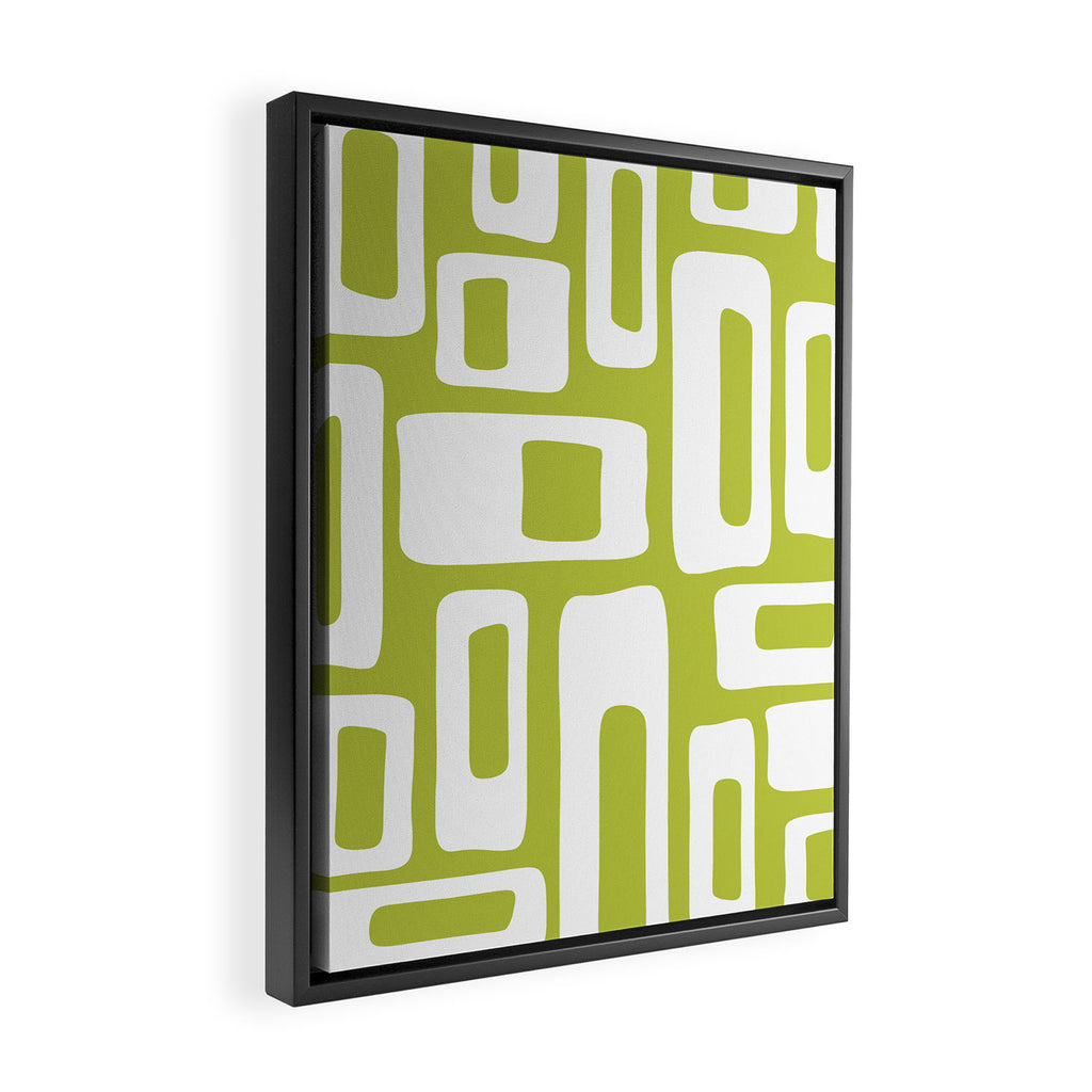 Retro Mid Century Modern Abstract Pattern 335 Chartreuse Framed Canvas Print Gallery Image 2