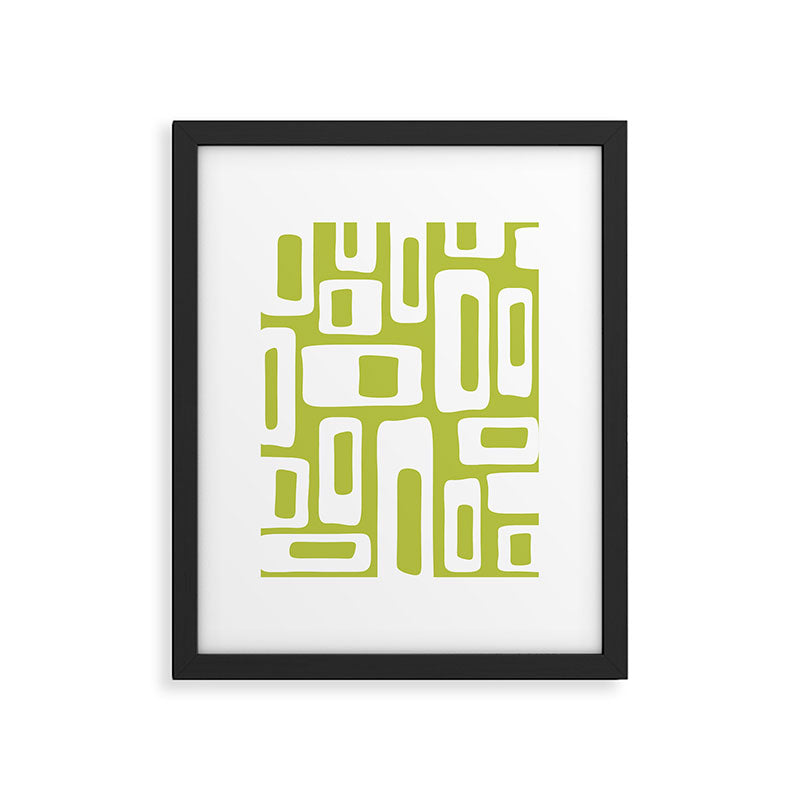Retro Mid Century Modern Abstract Pattern 335 Chartreuse Framed Art Print Gallery Image 6