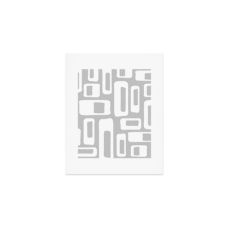 Retro Mid Century Modern Abstract Pattern 335 Mid Mod Winter Gray Art Print Gallery Image 1