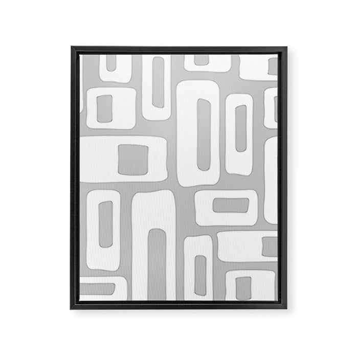 Retro Mid Century Modern Abstract Pattern 335 Mid Mod Winter Gray Framed Canvas Print Gallery Image 1