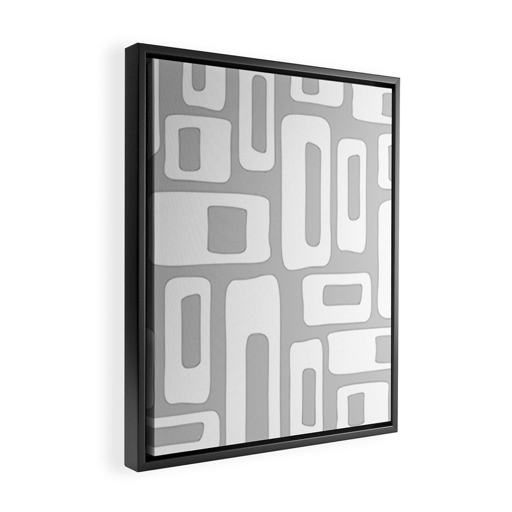 Retro Mid Century Modern Abstract Pattern 335 Mid Mod Winter Gray Framed Canvas Print Gallery Image 2