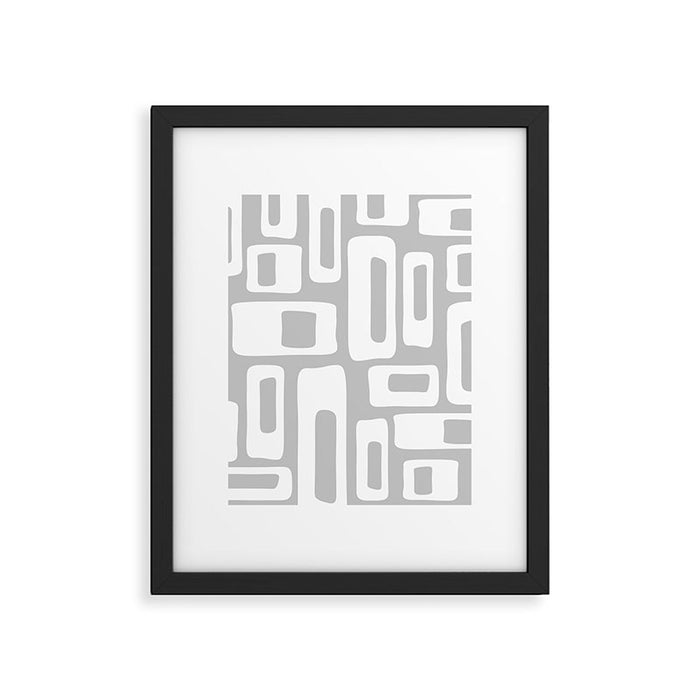 Retro Mid Century Modern Abstract Pattern 335 Mid Mod Winter Gray Framed Art Print Gallery Image 1