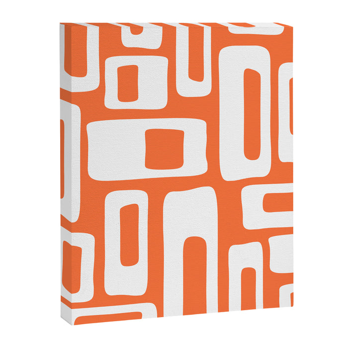 Retro Mid Century Modern Abstract Pattern 335 Orange Canvas Print Gallery Image 1