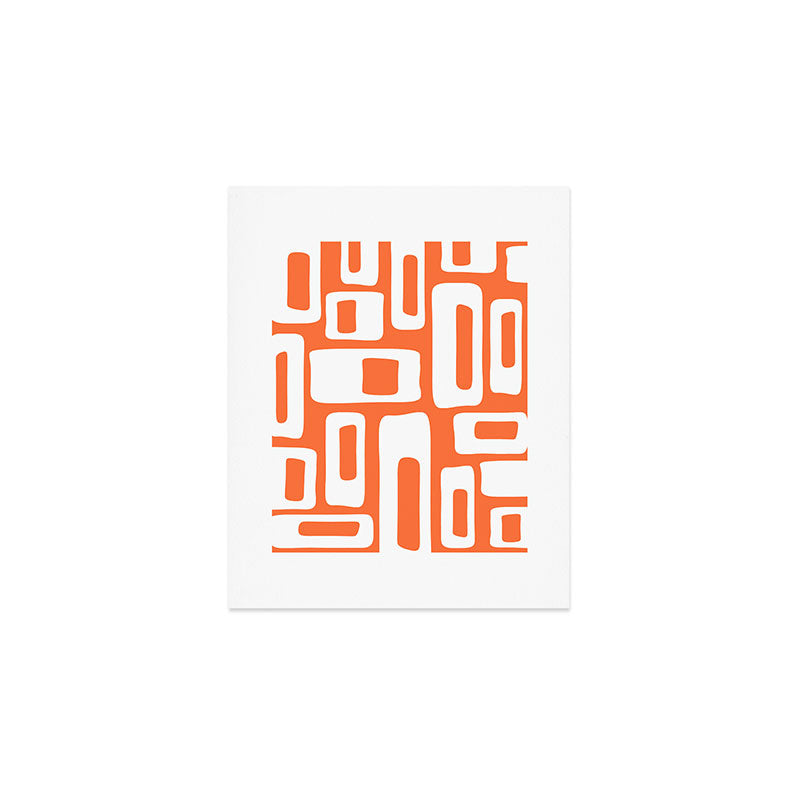 Retro Mid Century Modern Abstract Pattern 335 Orange Art Print Gallery Image 1