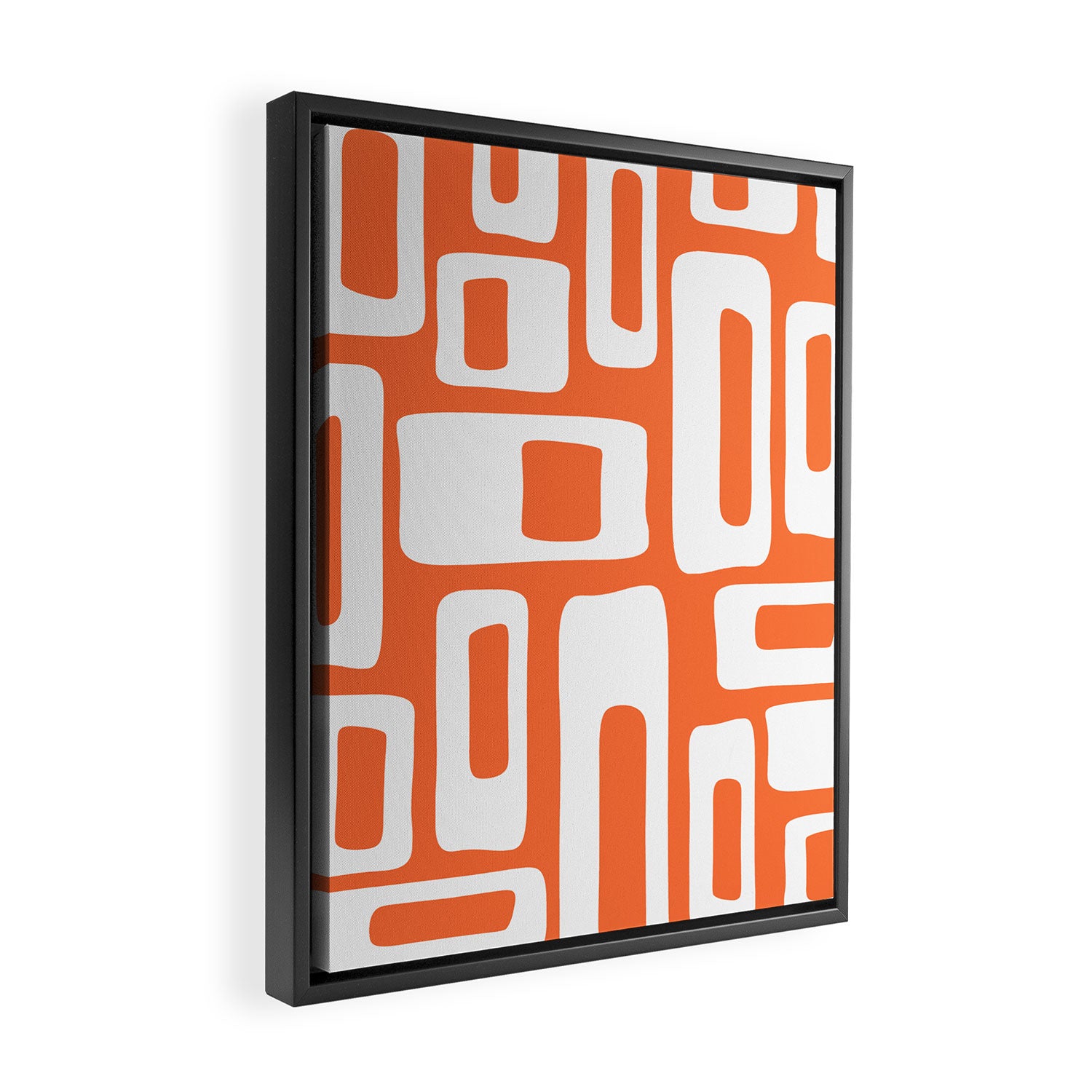 Retro Mid Century Modern Abstract Pattern 335 Orange Framed Canvas Print Gallery Image 2