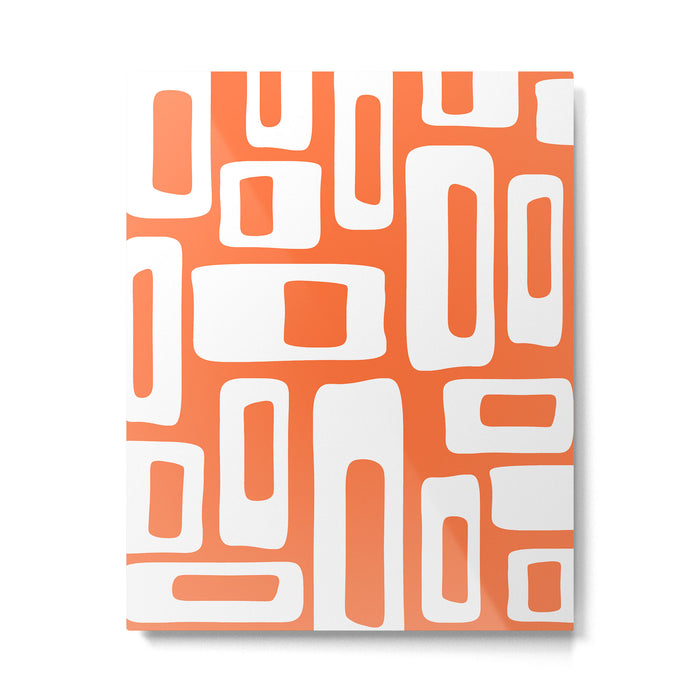 Retro Mid Century Modern Abstract Pattern 335 Orange Metal Print Gallery Image 1