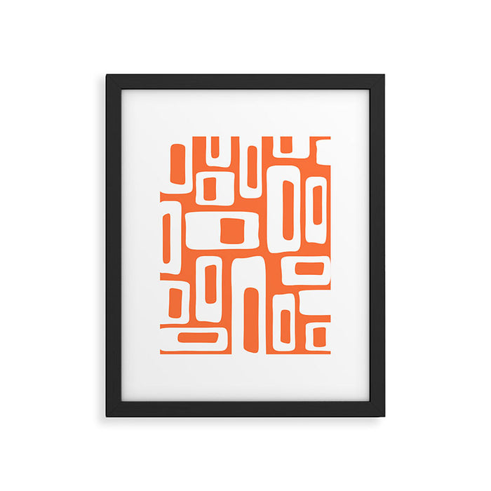 Retro Mid Century Modern Abstract Pattern 335 Orange Framed Art Print Gallery Image 1