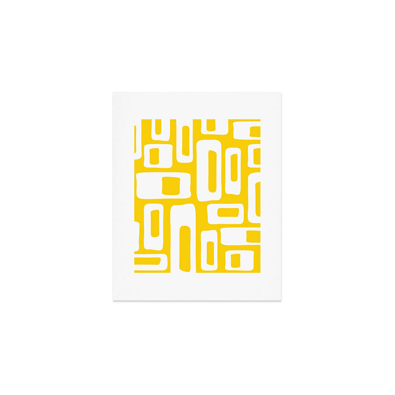 Retro Mid Century Modern Abstract Pattern 335 Yellow Art Print Gallery Image 1