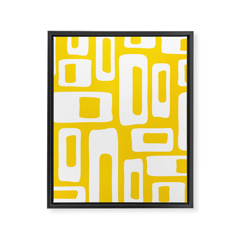 Retro Mid Century Modern Abstract Pattern 335 Yellow Framed Canvas Print Gallery Image 8
