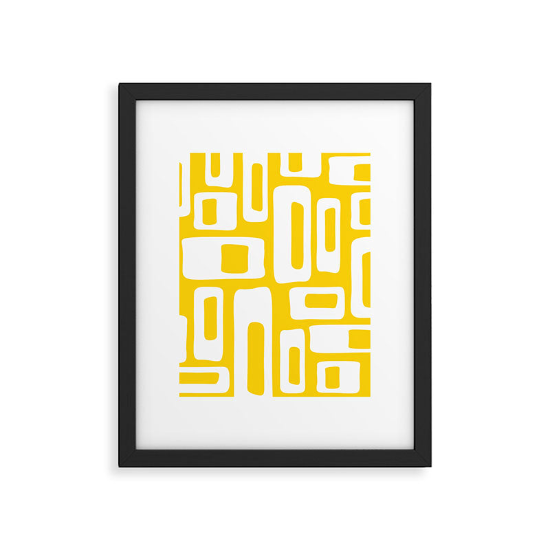 Retro Mid Century Modern Abstract Pattern 335 Yellow Framed Art Print Gallery Image 6