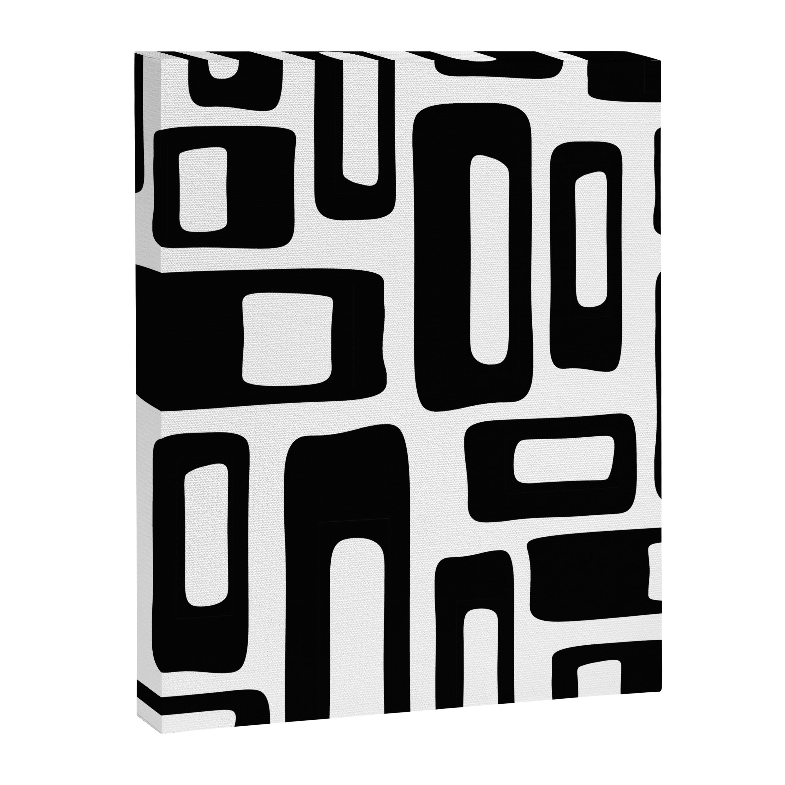 Retro Mid Century Modern Abstract Pattern 336 Black and White Canvas Print Gallery Image 8