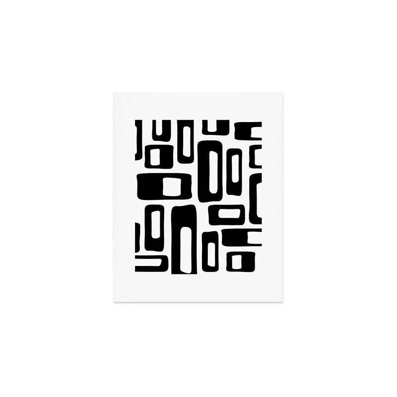 Retro Mid Century Modern Abstract Pattern 336 Black and White Art Print Gallery Image 1