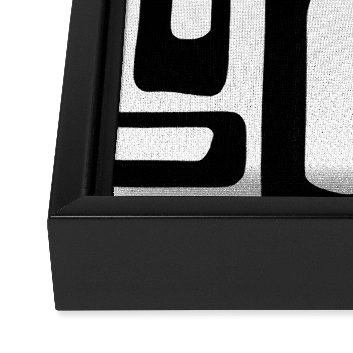 Retro Mid Century Modern Abstract Pattern 336 Black and White Framed Canvas Print Gallery Image 3