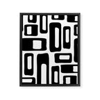 Retro Mid Century Modern Abstract Pattern 336 Black and White Framed Canvas Print Gallery Image 8