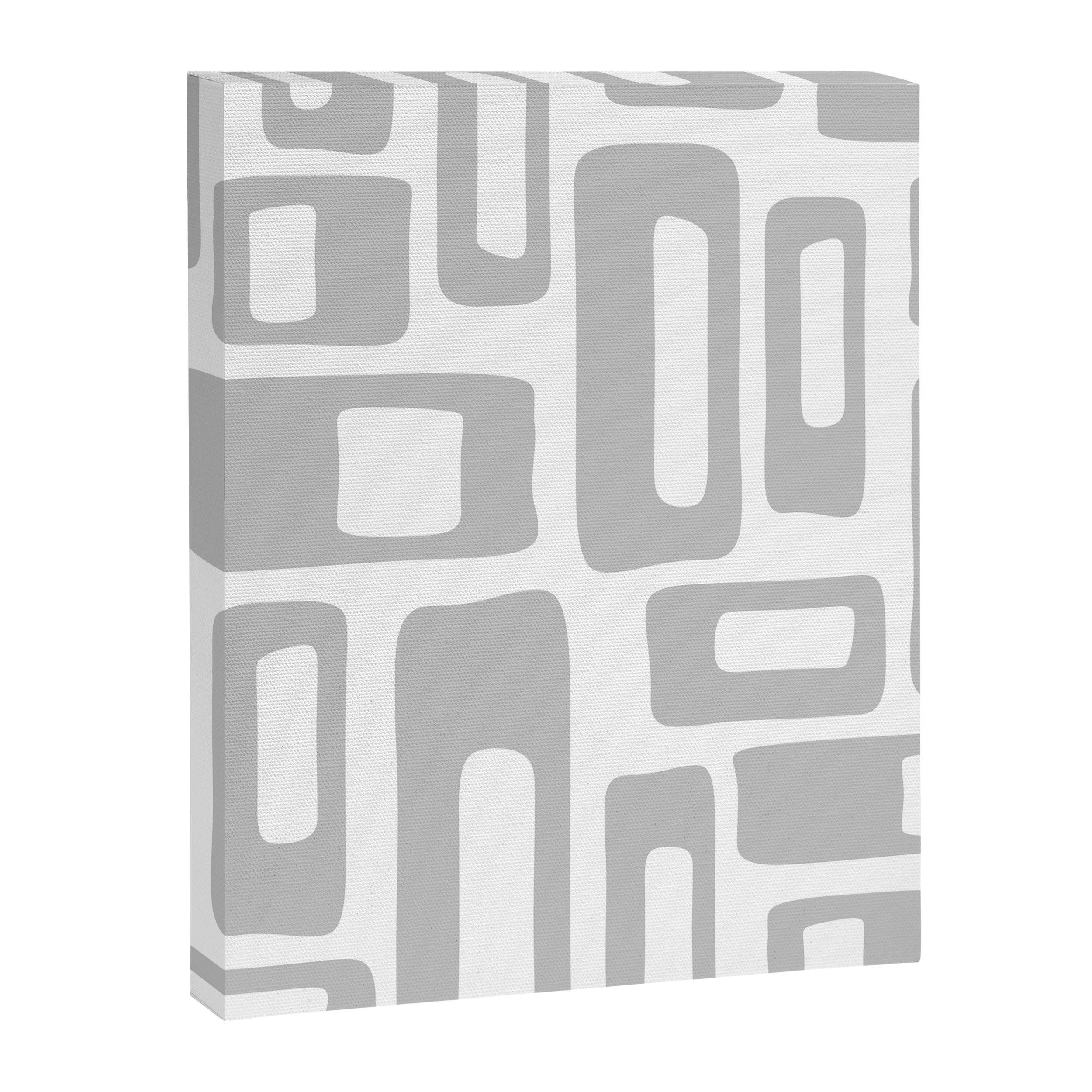 Retro Mid Century Modern Abstract Pattern 336 Gray Canvas Print Gallery Image 8