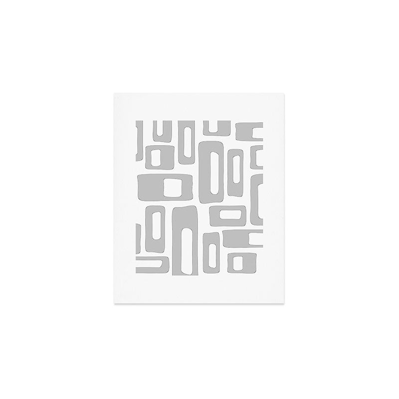 Retro Mid Century Modern Abstract Pattern 336 Gray Art Print Gallery Image 1