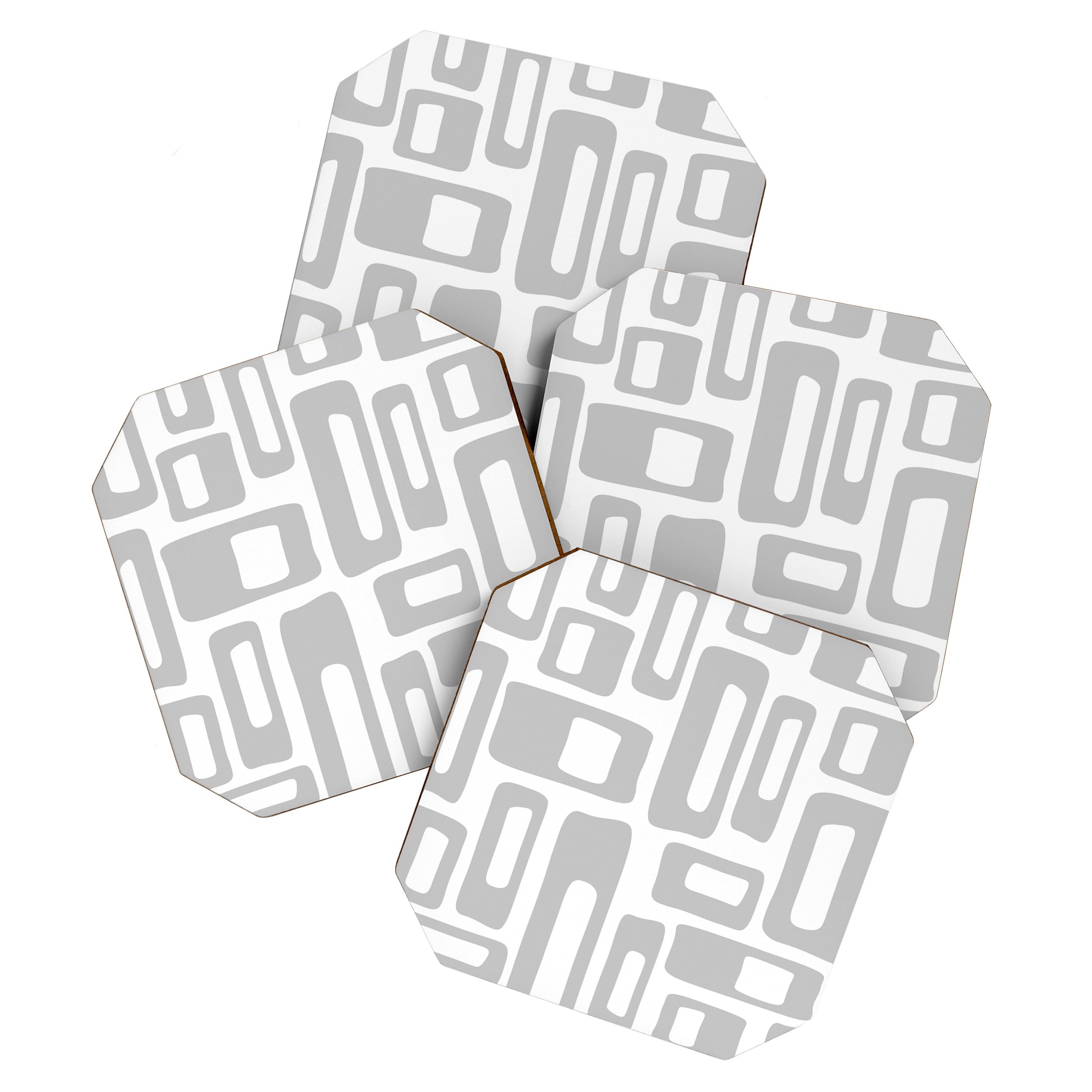 Retro Mid Century Modern Abstract Pattern 336 Gray Coaster Gallery Image 1