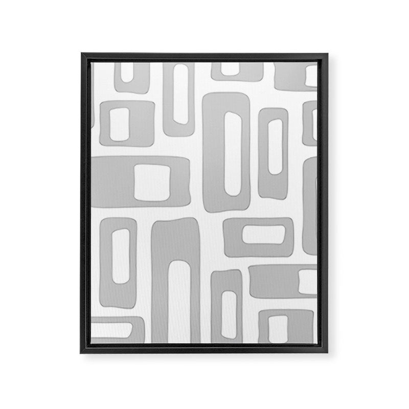 Retro Mid Century Modern Abstract Pattern 336 Gray Framed Canvas Print Gallery Image 8