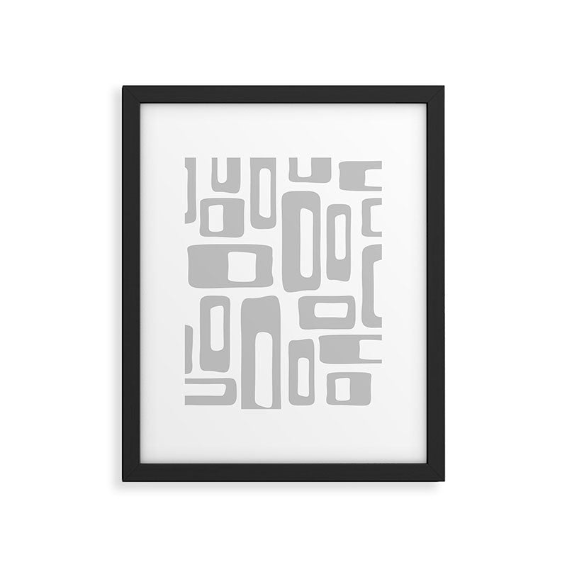 Retro Mid Century Modern Abstract Pattern 336 Gray Framed Art Print Gallery Image 6