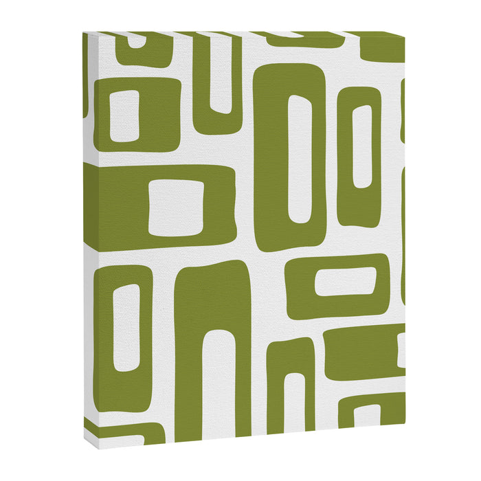 Retro Mid Century Modern Abstract Pattern 336 Olive Green Canvas Print Gallery Image 1