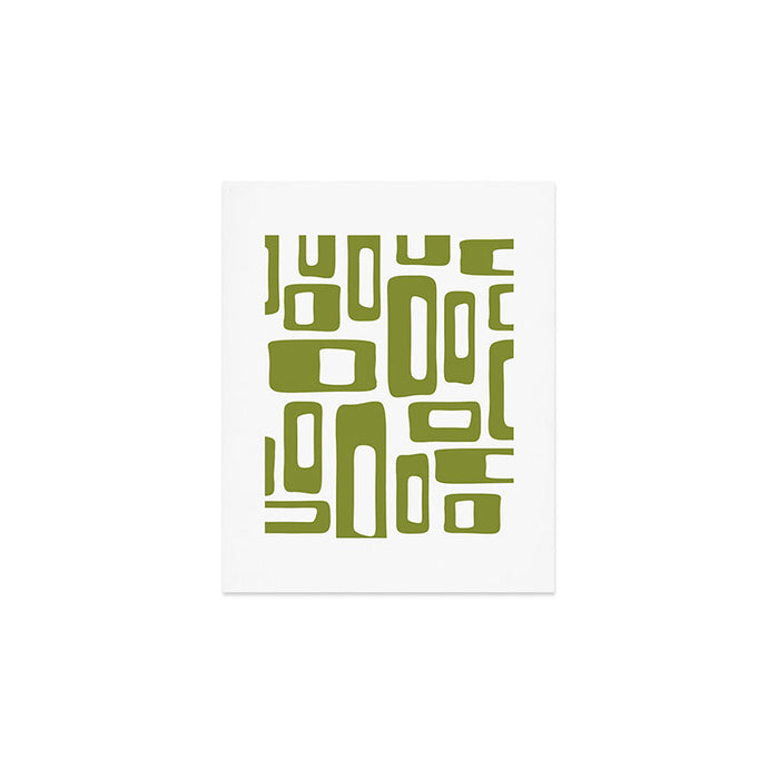 Retro Mid Century Modern Abstract Pattern 336 Olive Green Art Print Gallery Image 1